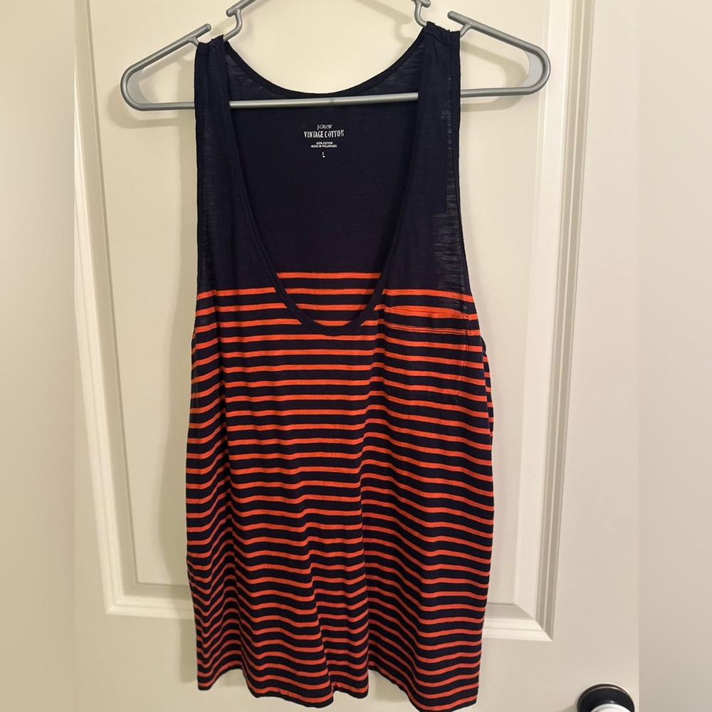 Jcrew Striped Tank Top in Navy and Orange